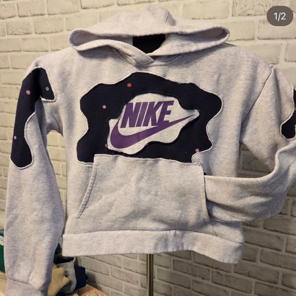 Nike Gray and Purple Hoodie